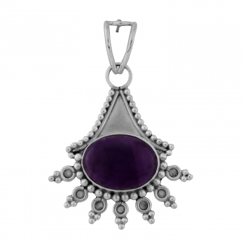 Oxidized finish vintage look 925 sterling silver purple amethyst top design pendant